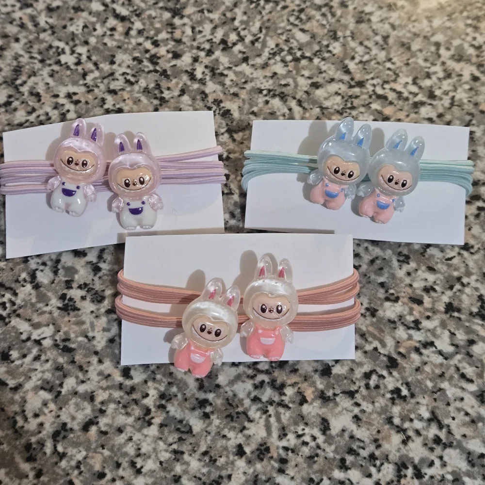 🍒🍒 Cute Charm Labubu Hair Ties Set